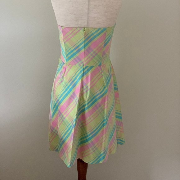 Lilly Pulitzer pink & green silk strapless dress - Picture 3 of 4